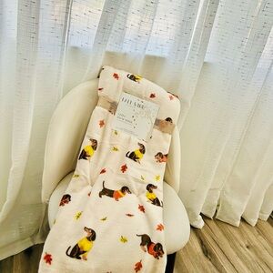 Dachshund Dog print Fall Holiday print Plush Throw Blanket  50x 70